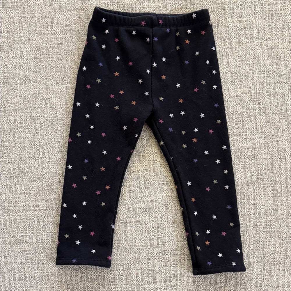 Okie Dokie Black Star Pattern Fleece-Lined Leggings